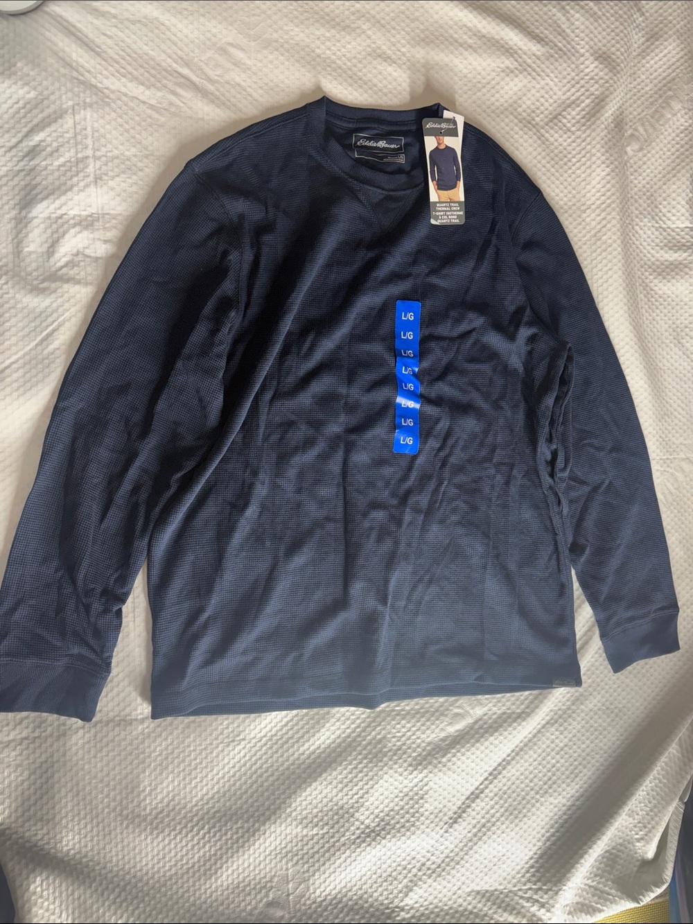 Eddie Bauer Men's Long-Sleeve Waffle Crew in Navy